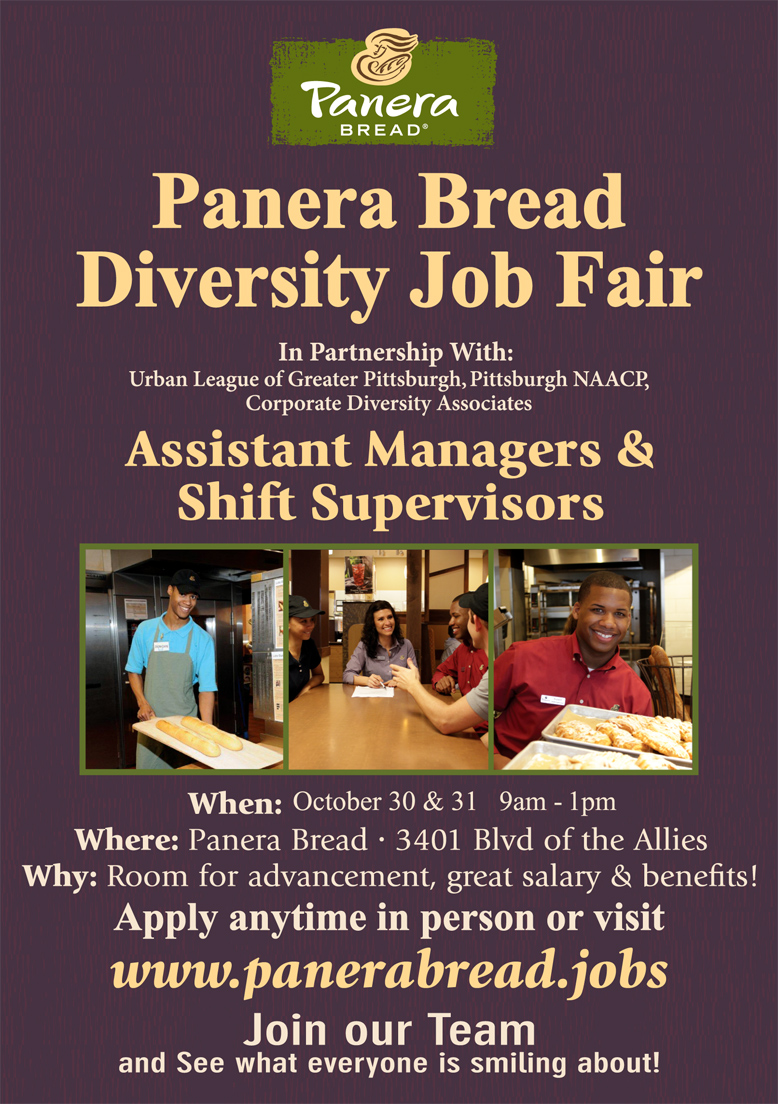 PANERA BREAD DIVERSITY JOB FAIR OCTOBER 30 & 31 FROM 9AM - 1PM - APPLY NOW!